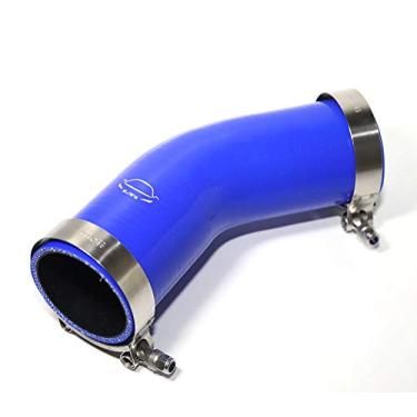 Imagem de LTI Universal 63 mm 4 camadas reforçadas de alto desempenho 6,35 cm ID 45 graus acoplador de mangueira de silicone com parafuso T braçadeira T304 aço inoxidável (6,35 cm azul)