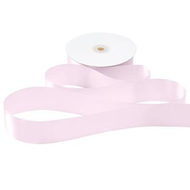 Imagem de BIYUNFORCE Fita de cetim rosa claro de 3,8 cm (1-1/5.1 cm) fita de tecido de poliéster sólido rosa claro para grinalda, laços de costura, rosas para embrulhar presentes, casamentos, festas, convites
