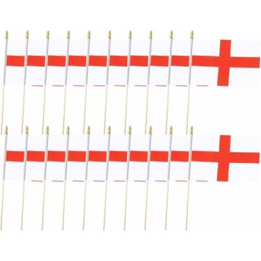 Imagem de Pacote com 20 bandeiras da Inglaterra bandeiras inglesas pequenas bandeiras portáteis com mastros de madeira de 32 cm para o Dia Nacional, Copa do Mundo de Clubes, Eventos Esportivos, Decorações de