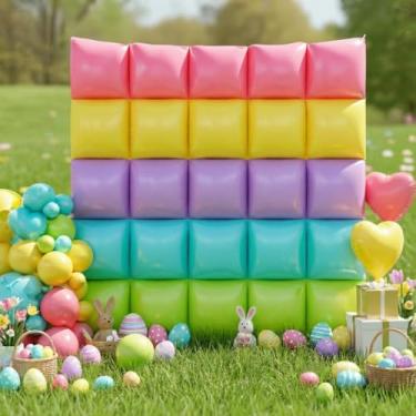 Imagem de Pastel Rainbow Square Foil Balloon Wall, 31 Pcs Double Sided Multicolor Macaron Square Balloons Tunnel Arch Kit for Easter Birthday Baby Shower Bridal Wedding Party Decorations