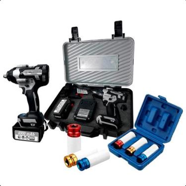 Imagem de Kit Chave De Impacto 1/2 Pol 700NM 2 Bat e Jogo Soquete Impacto Longo 