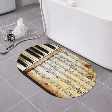 Imagem de Zeraoke Notas musicais de piano violino - Tapete de banho de terra de diatomáceas impresso 39,9 x 59,9 cm - antiderrapante, secagem rápida para banheiro e cozinha, suporte de borracha