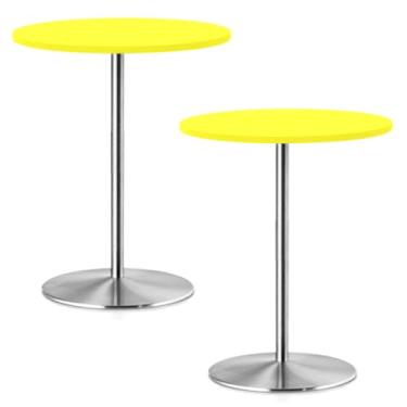 Imagem de Pacote com 2 toalhas de mesa redondas pequenas para mesas de coquetel de 76 cm, à prova d'água, elástica, lavável, dobrável, toalha de mesa de piquenique, toalha de mesa de elastano para acampamento