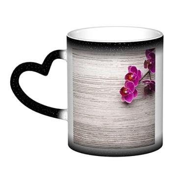 Imagem de Copo de café divertido orquídea, copo de cerâmica com mudança de cor sensível ao calor 12 Oz, para café/chá/leite/cacau, para adolescente/aniversário/festival/presentes
