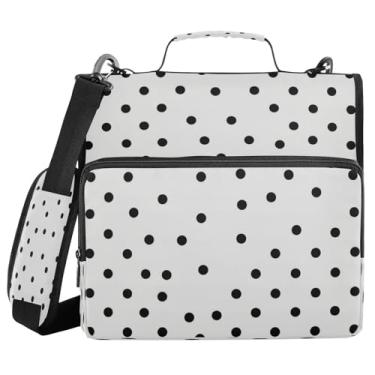 Imagem de STAYTOP Fichário escolar de bolinhas cinza preto com alça de ombro, anéis de vedação de 3,8 cm, capacidade para 600 folhas, pasta de arquivos expansível, vários bolsos e organizador de armazenamento