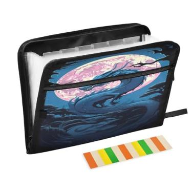Imagem de Wassud Serpentine Dragon Organizador de arquivos sanfonado com 13 bolsos com abas e adesivos, organizador de pastas de documentos de recibo de papel tamanho carta A4 para viagens de escritório