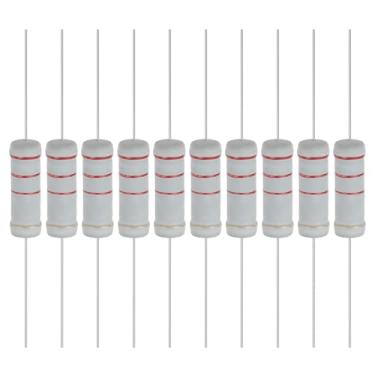 Imagem de YOKIVE 10 unidades de resistores de filme de óxido metálico de 5 watts de 2,2 K Ohm, 5% de chumbo axial de resistor de tolerância | À prova de chamas para circuitos eletrônicos DIY, projetos de áudio