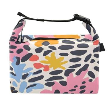 Imagem de STAYTOP Lancheira colorida com estampa de leopardo com fivela, lancheira isolada para meninos e meninas, lancheira térmica para trabalho escolar