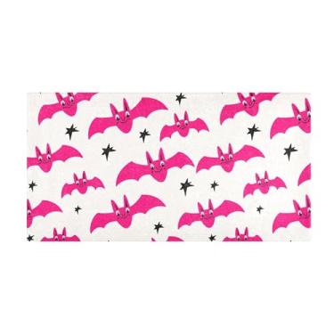 Imagem de Burbuja Tapete de corrida rosa morcegos de pelúcia antiderrapante tapete de borracha para corredor, quarto, sala de estar, decoração de entrada, lavável na máquina, 51 x 99 cm