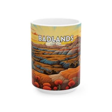 Imagem de Scacco Matto Caneca Badlands Wildflower – Caneca de café de cerâmica com paisagem de flor de verão em acrílico abstrato, 325 g ou 425 g