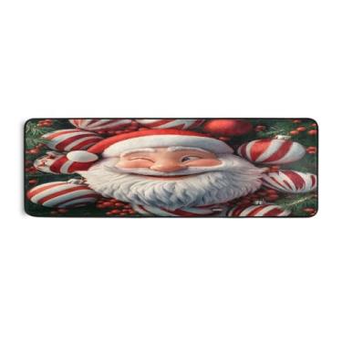 Imagem de Qilmy Tapete de corrida Happy 3D Papai Noel 183 x 61 cm, antiderrapante, antifadiga, confortável, tapetes longos, para quarto, sala de estar, banheiro, corredores, entrywa150