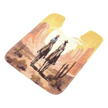 Imagem de Burbuja Tapete de banheiro Western Man, tapete de banho absorvente de pelúcia macio, base antiderrapante para piso de banheiro, oval em forma de U