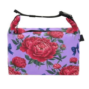 Imagem de Qilmy Lancheira com estampa floral, lancheira para mulheres e homens, lancheira isolada reutilizável, à prova de vazamento, com alta capacidade para trabalho, piquenique, acampamento320