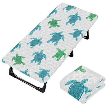 Imagem de Burbuja Lençol de berço de tartaruga para crianças, lençol de cochilo acolchoado portátil com faixa elástica para meninas e meninos, lavável na máquina, 63,5 x 127 cm