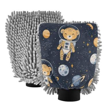 Imagem de STAYTOP Luvas de lavagem de carro de leopardo, 2 peças, luvas de microfibra de chenille, sem arranhões, panos de esponja de lavagem ultra absorventes para carros, limpeza doméstica - M