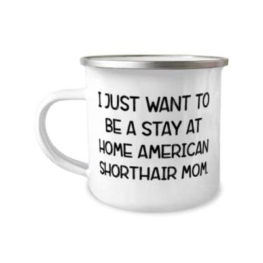 Imagem de Presente americano de gato curto para amantes de gatos, I Just Want to Be a Stay at, Inspire American Black Cat Caneca de acampamento de 355 ml, de amigos