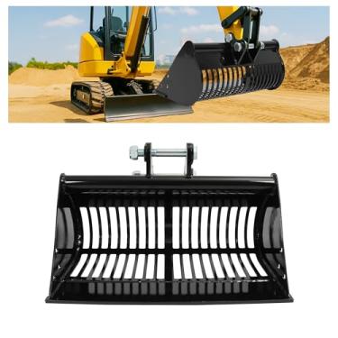 Imagem de WUTIST Balde de lama de 600 mm para mini escavadeiras, escavadeiras, caçamba de esqueleto, acessório de peneiramento de solo para filtragem de material e triagem de pó revestido preto