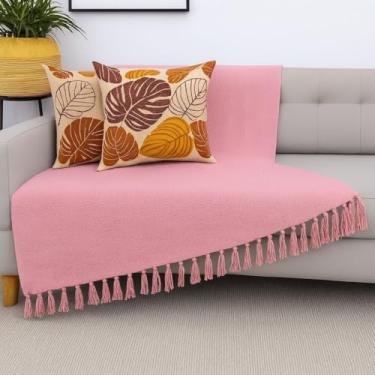Imagem de Manta para Sofá 2,40 x 1,80 - Capa Protetora Gigante em Algodão para Sofá, Cama ou Área Externa - Fácil de Lavar(ROSA BEBE 1,40X2,30)