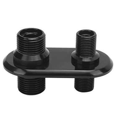 Imagem de Estink Auto AC Bulkhead Fitting AC Bulkhead Connector Car 2 Port Air Conditioner Firewall Bulk Head Com Liga de Alumínio 6061 T6 e Acabamento Polido Brilhante (Preto)