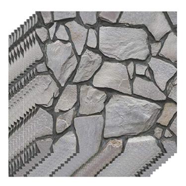 Imagem de Papel de Parede Autoadesivo Removível 3 Dimensões Black Brick Water- Moistureproof PVC para Sala Estar Banheiro Cozinha