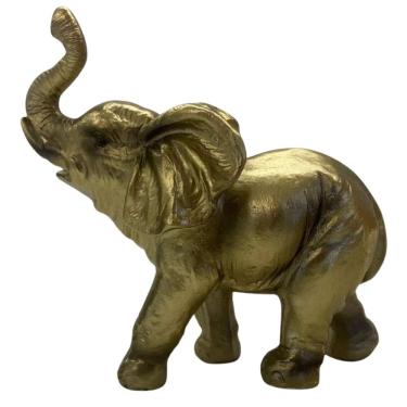 Imagem de Artigo Decoração Enfeite Casa Estátua Pequeno Elefante Africano Resina Dourado BZ36287-1