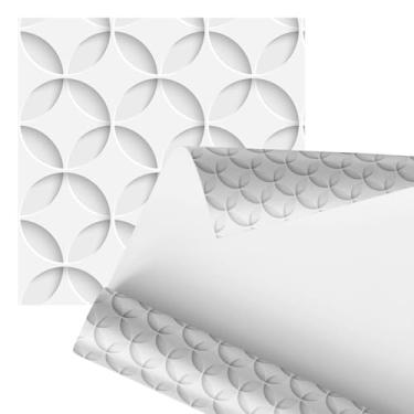 Imagem de Papel de Parede 3D Geométrico Branco, Design Moderno em Círculos, 2,80 Metros, Decoração de Interiores