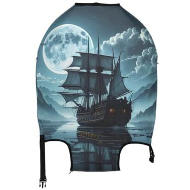Imagem de Joisal Capas de mala para protetores de bagagem, acessórios de viagem florais laváveis, manga de mala, navio oceano, preto, noite, Ocean Ship Black Night, M, Fits 22-24 Inch Case, Capa de mala
