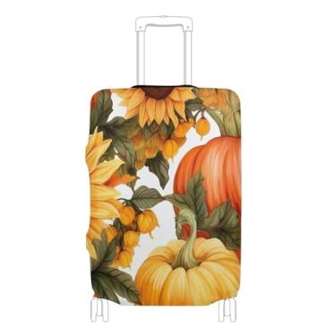 Imagem de Joisal Capas de bagagem para protetores de mala de outono, abóboras, girassóis, laranja, lavável, capa de terno essencial de viagem para mulheres, P, serve para capa de 45 a 50 cm, abóboras de outono