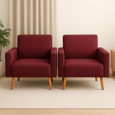 Imagem de Kit 2 capas poltrona tradicional sala- ajustavel premium Cor:Bordô - T