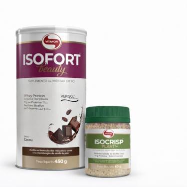 Imagem de Kit Isofort Beauty 450g + Isocrisp Plant 60g Vitafor Proteína com Colágeno Verisol® + Proteína Vegetal Crocante (450, Cacau)