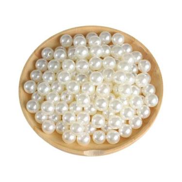 Imagem de Pulseira De Pérola Imitada ABS Branca Bege 3-20mm 10-1000pcs Com Furo 