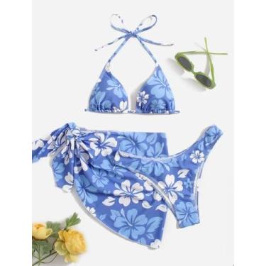 Imagem de Conjunto de três peças de biquíni com saia de maiô sexy europeu e amer