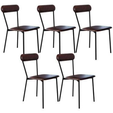 Imagem de Kit 05 Cadeiras Estofada Para Sala De Jantar Liora Preto C01 material 