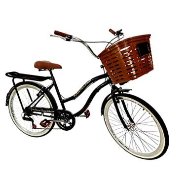Imagem de Bicicleta aro 26 com bagageiro cesta reforçada 6v Preto