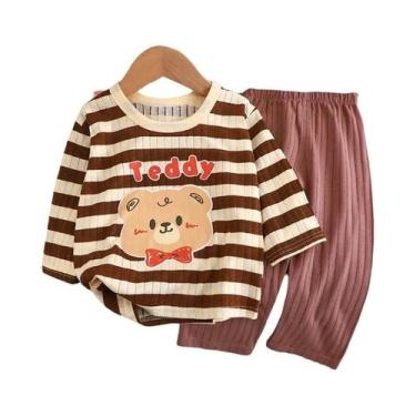 Imagem de Conjunto De Roupas Com Estampa De Urso Bebê, Pijama De Algodão De Mang