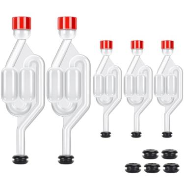 Imagem de Dbgogo Fechaduras para fermentação, pacote com 5 unidades de fermentação em forma de S trava de ar de alta transparência para fermentação com 10 peças de ilhós de fechadura perfurados com orifício de