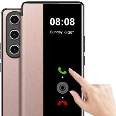 Imagem de Capa para Samsung Galaxy S25 Ultra Flip Couro Transparente S-View [Janela Sensível ao Toque] para Samsung S25 Ultra Capa de Telemóvel Smart Window Hard Flip Capa Protetora À Prova de Choque Galaxy S25
