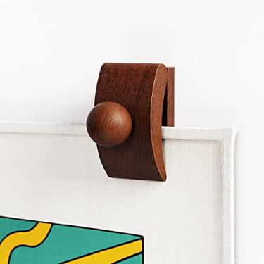 Imagem de Cabides de tapeçaria, 4 pequenos ganchos de colcha para pendurar na parede, grampos de cobertor, exibição de tapete, clipes de parede de madeira para pendurar (marrom)