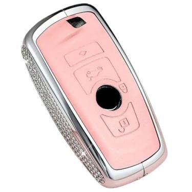 Imagem de Capa luxuosa para chave de carro compatível com BMW F10 F20 F30 F34 F11 F15 F16 1 3 5 7 Series X1 X3 X5 X6 F25 F31 M3 M4 Chave Fob Capa Acessórios(Pink)