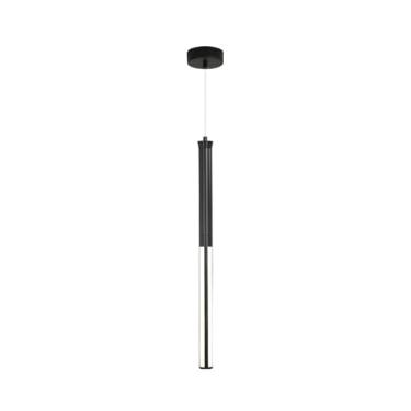 Imagem de Luminária pendente tubular ultrafina e longa, em metal preto com cúpula de acrílico, lustre LED moderno, luminária de suspensão linear canelada, luminária de teto para cabeceira, 8W - 3 modo