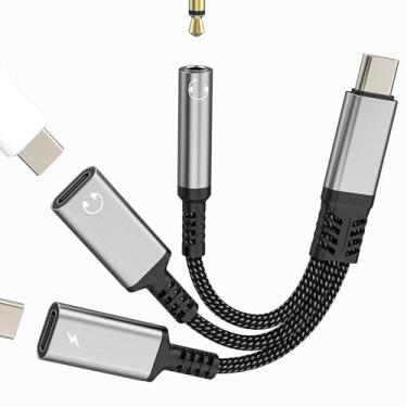 Imagem de Adaptador de áudio USB C para 3,5 mm (3 em 1) tipo C auxiliar de fone de ouvido para iPhone 17 16 15 Pro Max Jack Splitter, cabo carregador, cabo de carregamento duplo para iPad, DAC, adaptador de