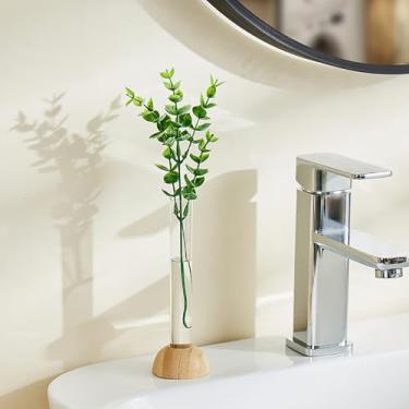 Imagem de Vaso redondo de cristal redondo de estilo nórdico criativo em arte de madeira ornamentos de lótus verde hidropônico vasos de vidro decoração de mesa