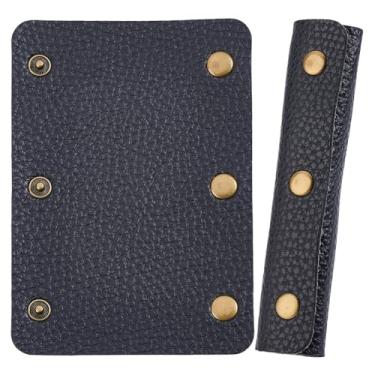 Imagem de Beebeecraft Protetores de alça de bolsa de couro PU preto capas de alça de mão capas de alça de bolsa alças de mão com botões de pressão de ferro para bagagem, compras, bolsa de viagem, bolsa de