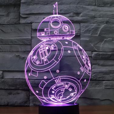 Imagem de Luz noturna BB8 LED 3D que muda de cor para crianças com acrílico