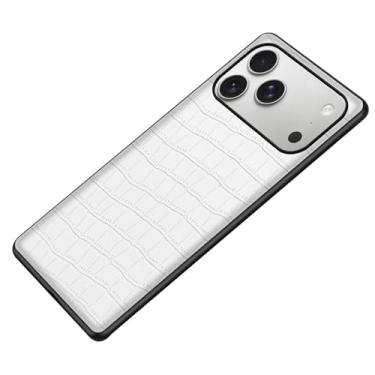 Imagem de LYJSMGZ Capa traseira para iPhone 17 Pro Max/17 Pro/Air/17, capa de couro com textura de crocodilo clássica, fina, leve e resistente a impactos, branca, ar