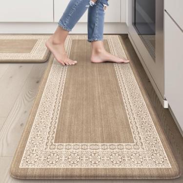 Imagem de Sungea Tapetes de cozinha para piso antifadiga para chão de cozinha, conjunto de tapetes de cozinha antiderrapantes, tapete acolchoado para cozinha, tapete moderno à prova d'água para pia, lavanderia,