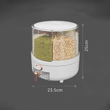 Imagem de Generic Recipiente Giratório Dispensador de Grãos para Arroz e Feijão, Dispensador Giratório de Alimentos 360 ° para Cozinha, Feito de Plástico PP, 6 Compartimentos, Design Transparente para Fácil (M)
