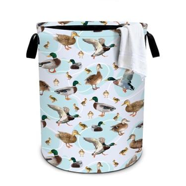 Imagem de Cesto de lavanderia Green Duck Cesto de armazenamento dobrável cesto de roupas organizador de balde de roupas 40 x 40 cm para lavanderia/quarto/banheiro