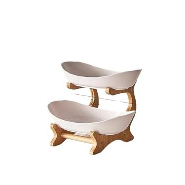 Imagem de Pratos de Madeira para Cozinha e Mesa – Bandejas Divisórias para Bolo e Doce, Pratos Fruteira com Pisos, Ideal para Servir e Decorar (2 andares)