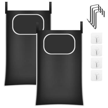 Imagem de 2 peças de cesto de roupa suja com 2 tipos de gancho, cesto de roupas sujas montado na parede, saco de roupa suja dobrável para banheiro, badroom, dormitório, sacos pendurados para guardar espaço